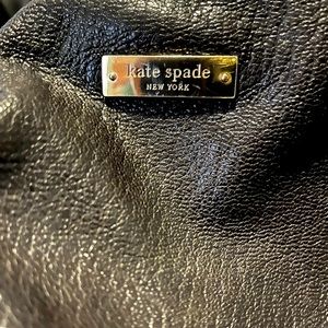 kate spade New York Brown Leather Shoulder Bag With Black Patent Leather Strap